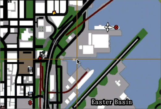 图片上画红圈的地方就是神火战斗机的位置,在旧金山大吊车的左面
