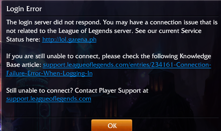 我使用garena玩菲律宾服务器英雄联盟为什么