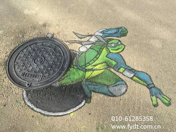 学校弄了一个创意井盖涂鸦,结果效果不错,要推