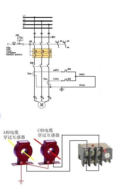 4a 接線看看圖片 2個電流互感器和1個小熱繼電器來代替1個大熱繼電器