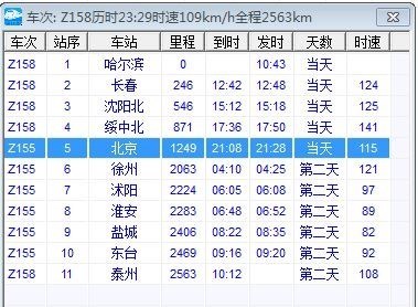 哈尔滨至泰州火车时刻表途经北京几点