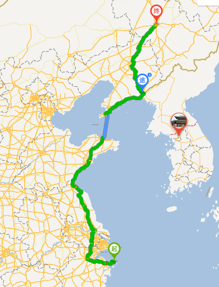 从浙江舟山开车到长春走丹东路线