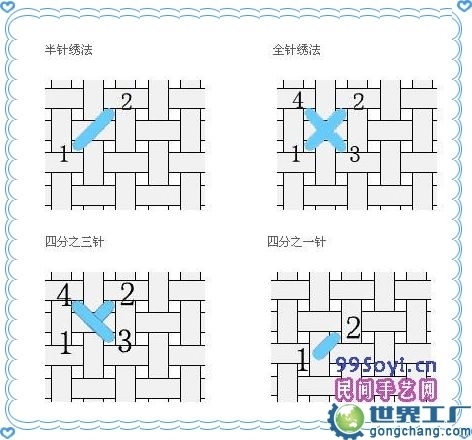 十字绣四分之一绣法怎么秀?