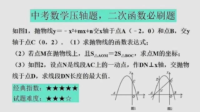 [图]中考数学复习题，二次函数压轴题常考题型，适合考前做一做！