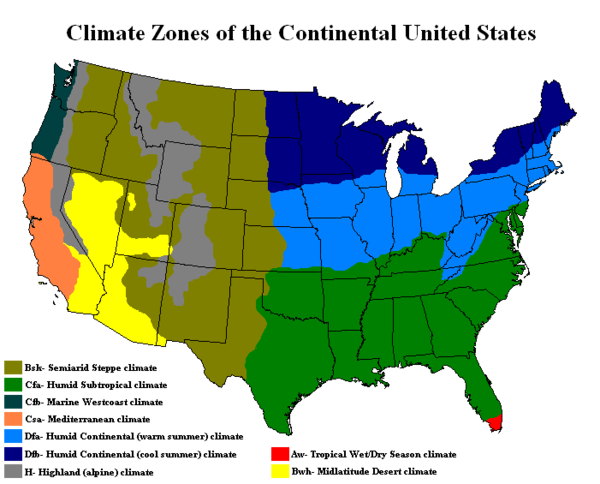 有没有美国气候类型图和政区图在一张地图上的