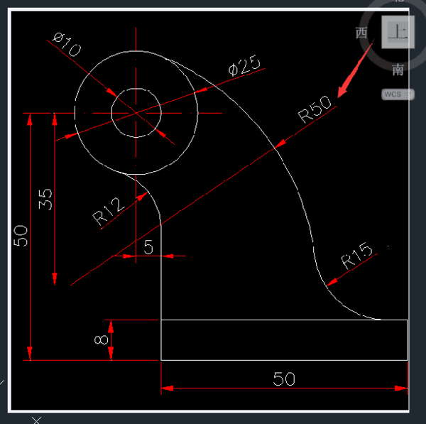 这个CAD图中r50的圆怎么画,圆心该怎么找啊