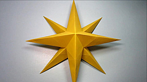 手工折纸立体星星,简单的立体四角星折法