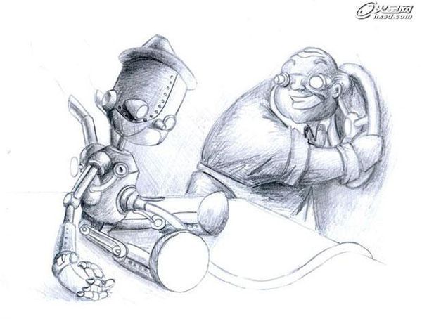 简单素描方块机器人