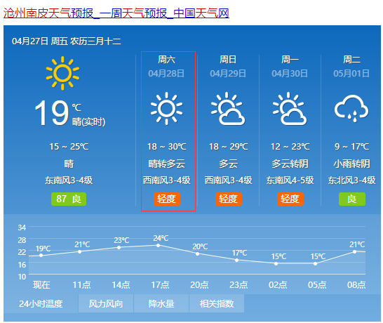 沧州南皮明天天气怎样