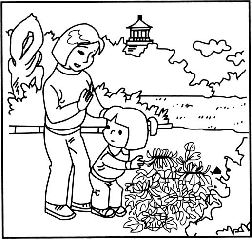 看图写话. 这是什么季节?在什么地方?小朋友想干什么?妈妈是怎么做的?