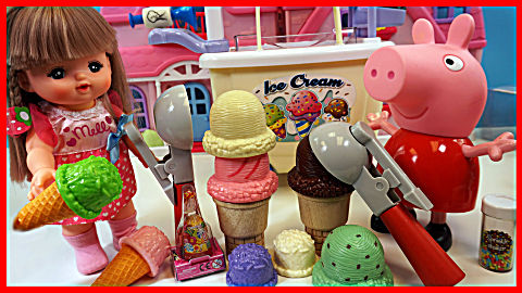 北美玩具 第一季 第980集小猪佩奇的冰淇淋甜点推车玩具,棒棒糖!