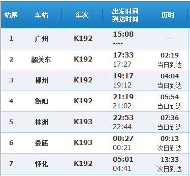 广州到成都火车K192