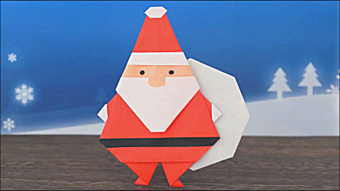 彩色 卡纸制作圣诞老人 折纸