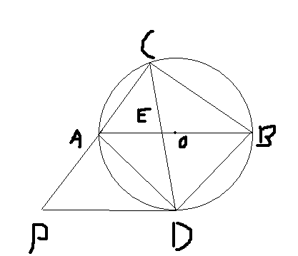 如圖三角形abc內接於圓o,且ab為直徑,角acb的叫平分線交圓o於點d,過點