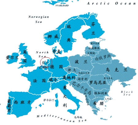荷兰在欧洲的地图位置图片
