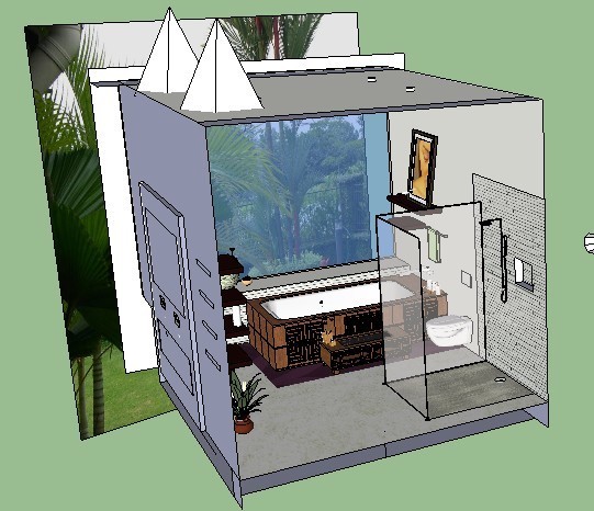 在草图大师里怎样可以渲染出带有窗外风景的图