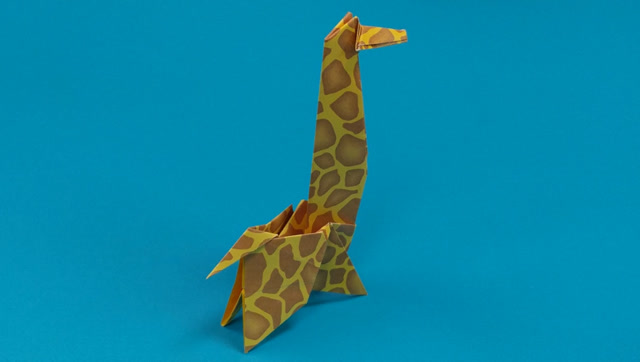 宝宝学折纸:长颈鹿折纸教程,超简单折纸步骤,大家很快都能学会