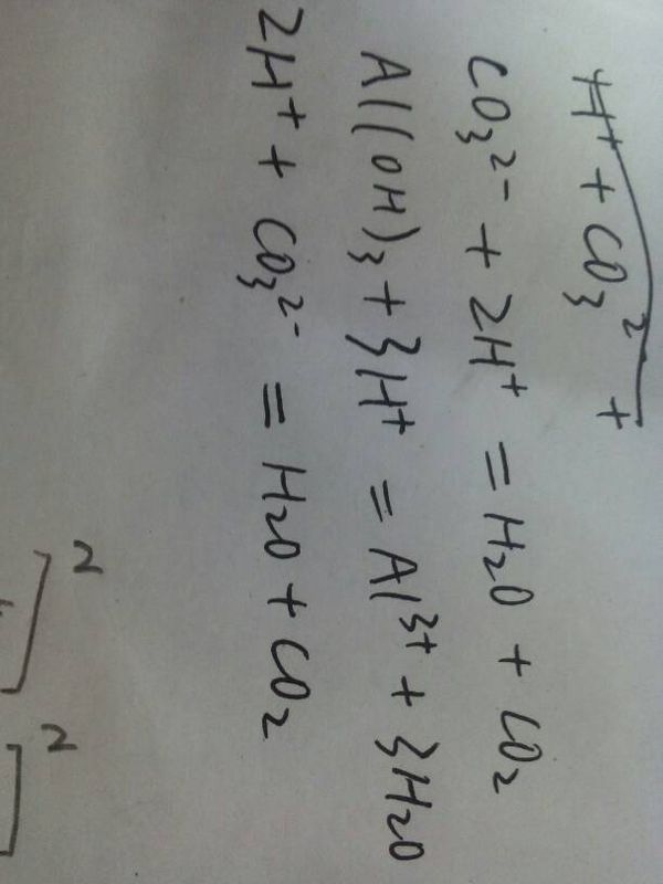 碳酸钠和浓盐酸反应的离子反应方程式。 氢氧