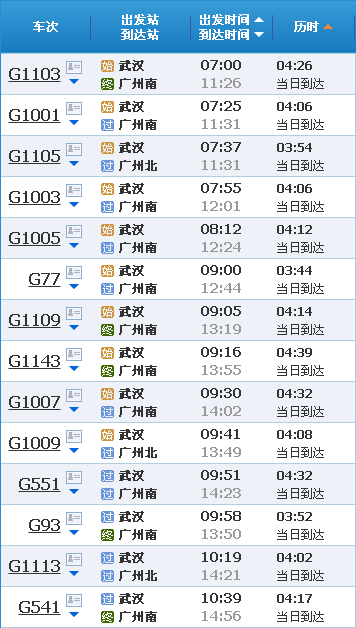 武汉至广州南高铁在哪些站停车