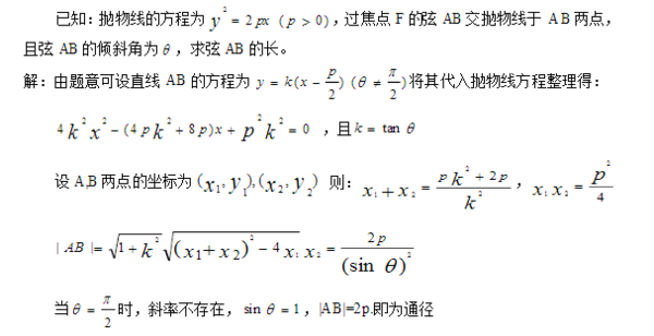 抛物线有个弦长公式AB=2p\/sinθ,怎么证的