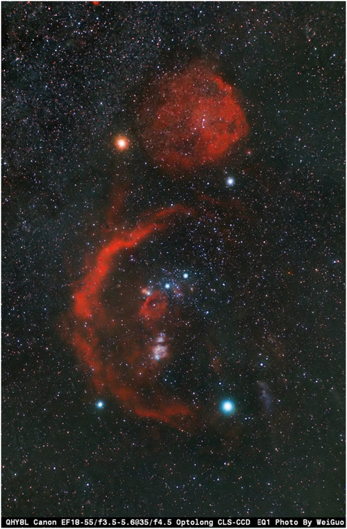 猎户座大星云   480mm焦距望远镜拍摄的猎户座大星云,右上角是更小