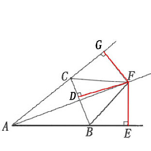 已知三角形abc中,外角角cbe和角bcg的平分线相交于点f,求证点f在角bac