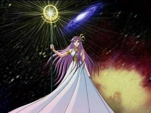 女主头发是紫色的,可以变身女神战斗,动漫名字