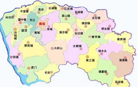 东莞的每个区划分多少个镇啊?那些镇又