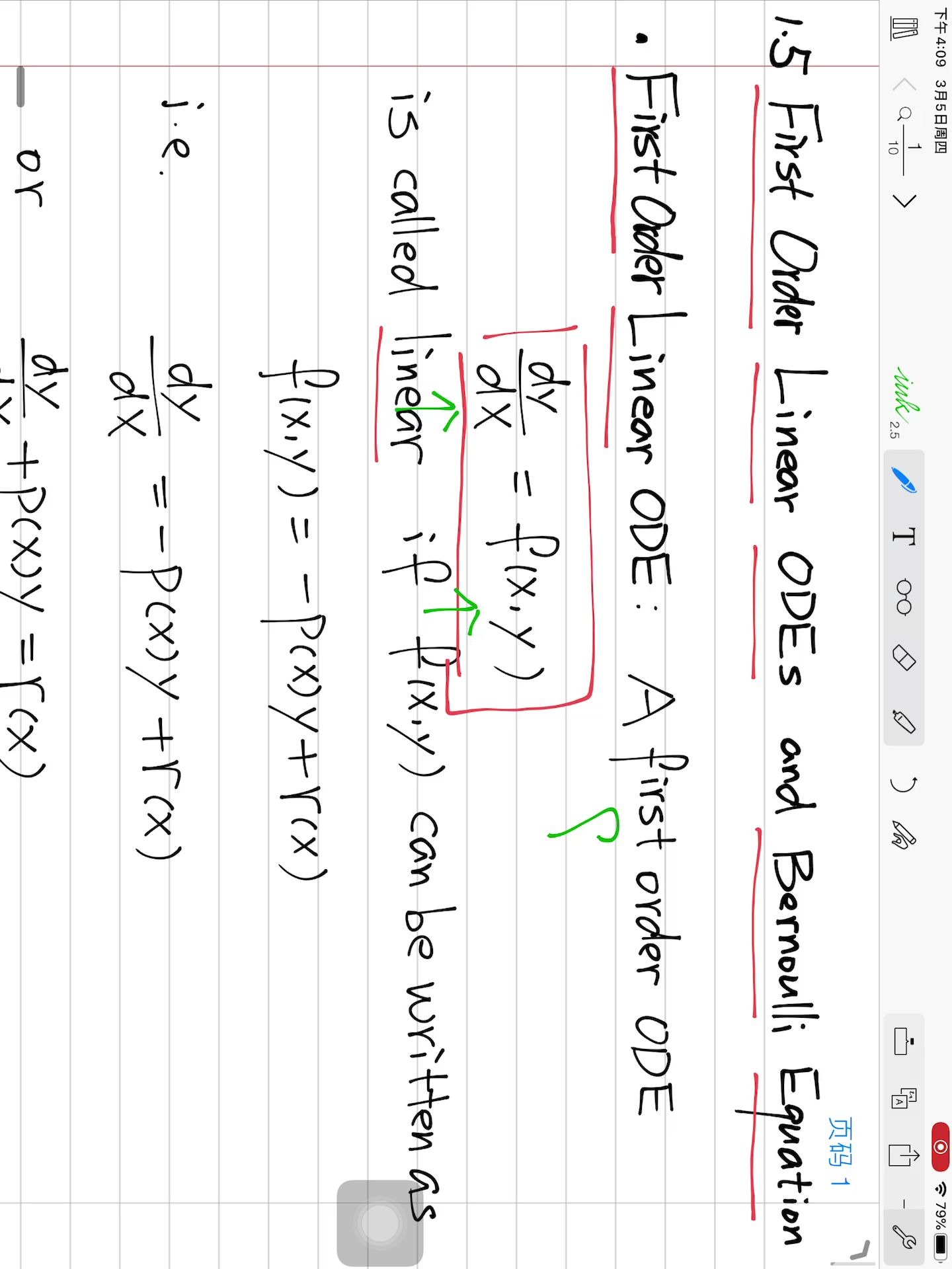 [图]1.5 First Order Linear ODEs and Bernoulli Equations