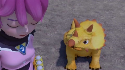 驯龙斗士:三角龙吃下彩旋的草莓饼,真好吃