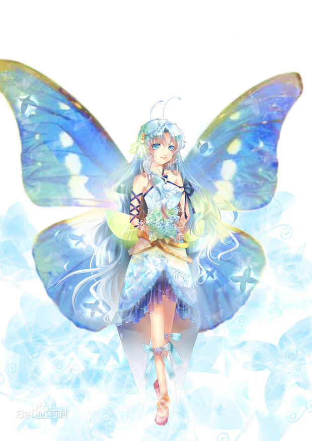 手上停有蝴蝶的动漫二次元女生