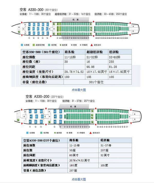 a330-200座位图 国航图片