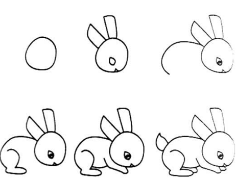 兔子吃草简笔画 简单图片