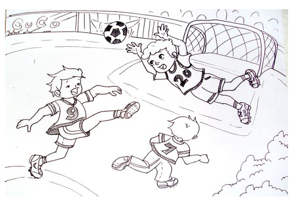 足球比赛卡通简笔画图片