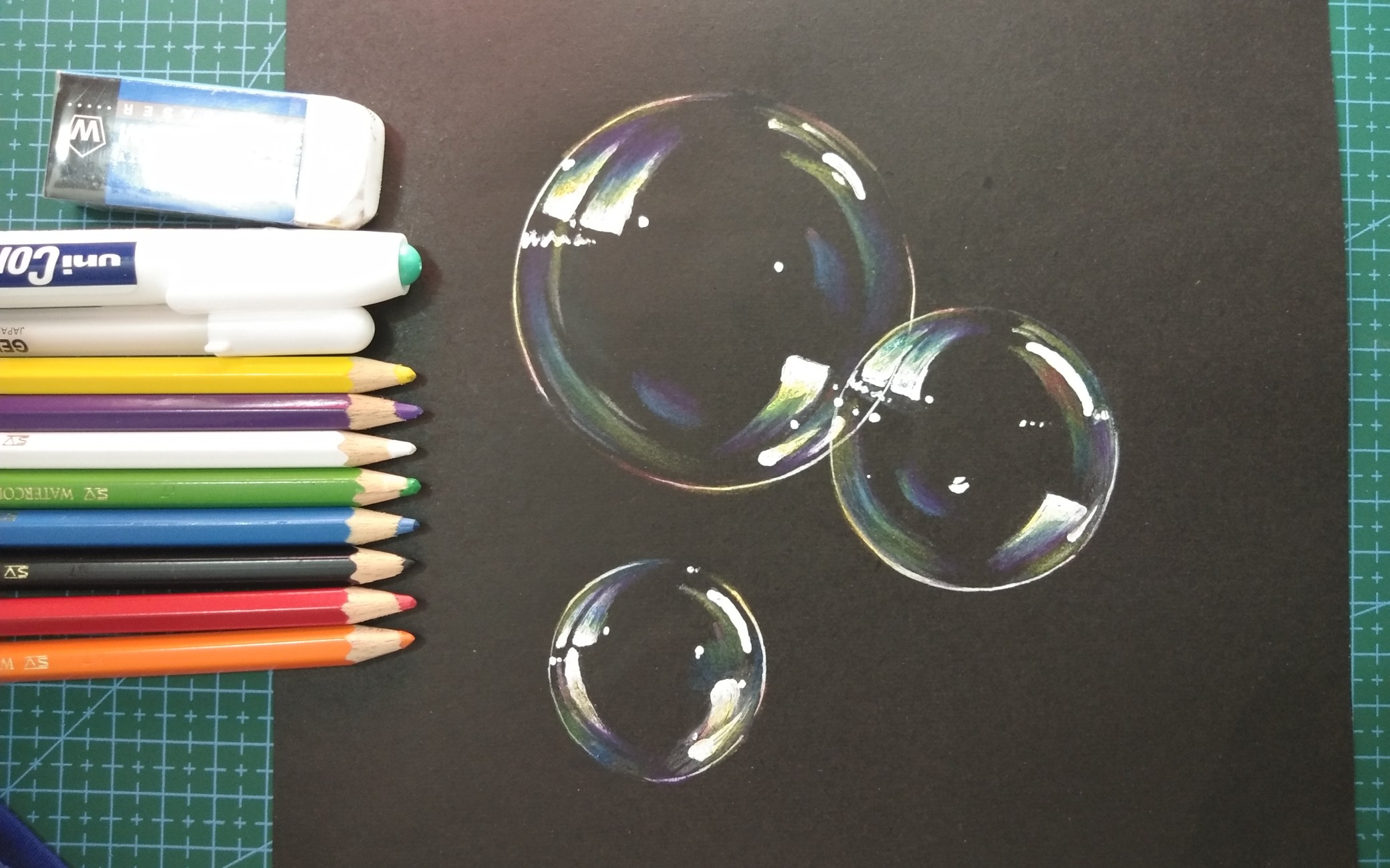 彩铅画泡泡的步骤图片