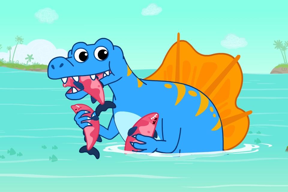 宝宝巴士 恐龙世界2谁是捕鱼高手,了解无齿翼龙和棘龙的捕鱼技能-宝宝