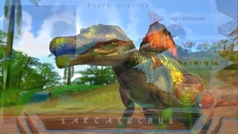 【恐龙争霸】 棘龙vs史前巨鳄,巨鳄被 棘龙一计狂甩,猛的飞出去