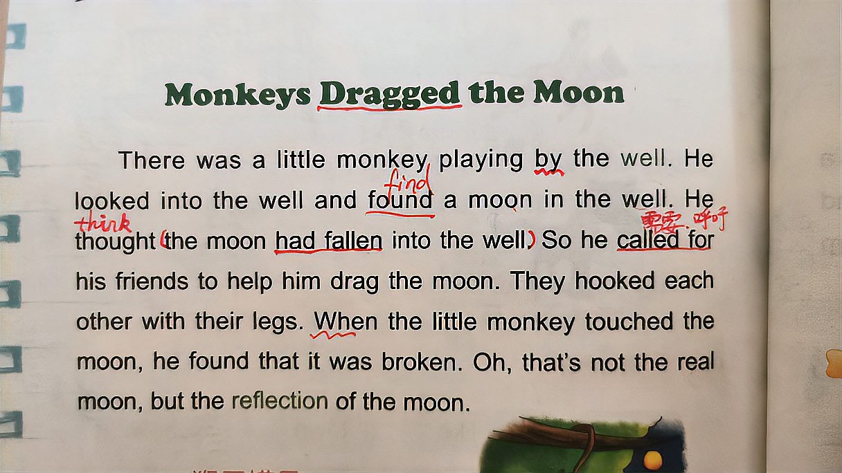 [图]小学英语经典晨读上故事天地day16Monkeys Dragged the Moon