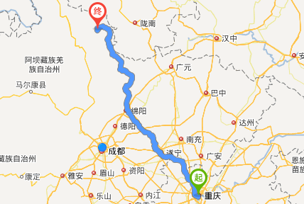 重庆骑行至九寨沟路线