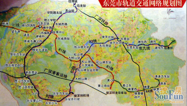 聽說東莞建地鐵,求東莞各鎮區地鐵分佈圖