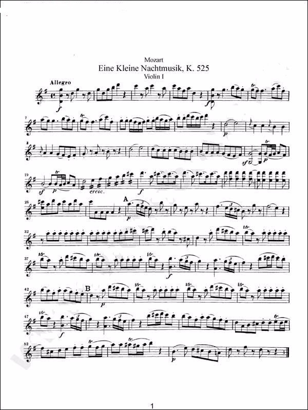 莫扎特 g大调小夜曲小提琴曲谱