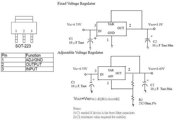 lm1117-3.3v稳压芯片各脚功能