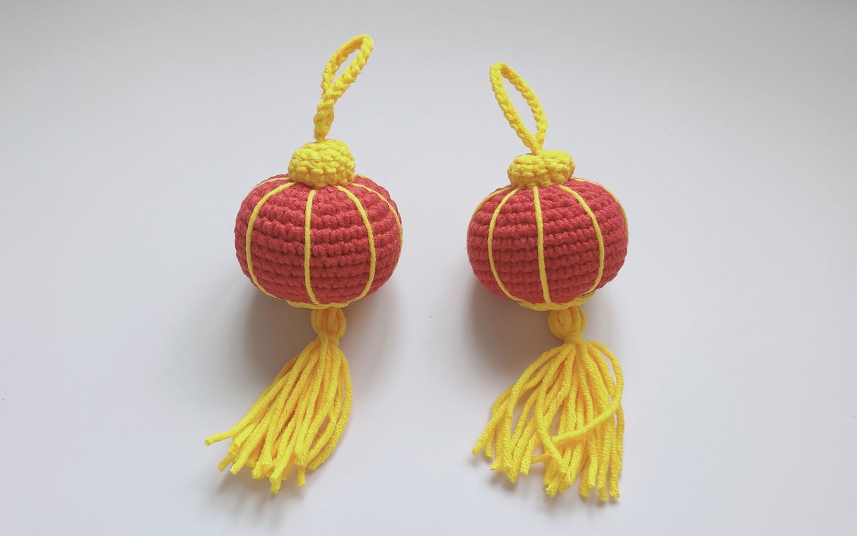 钩针编织 中国风小灯笼 b>挂件 /b> 好看可爱红火