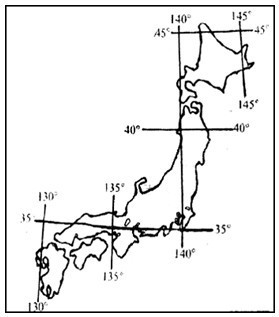 试题难度:难度:中档   试题类型:单选题   试题内容:读日本轮廓图