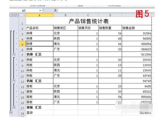 在Excel中,如何对分类汇总的结果进行排序?