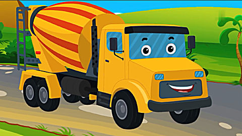 用6个车轮梯子零件拼搅拌车 积木动画