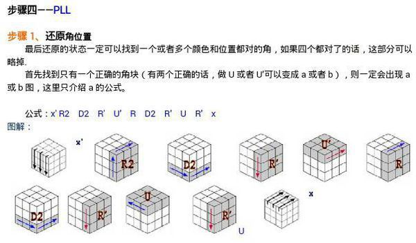 三阶魔方顶层的角还原公式