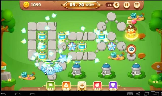 保卫萝卜3,公园第34关,正负电塔合体,金 萝卜绿丝带