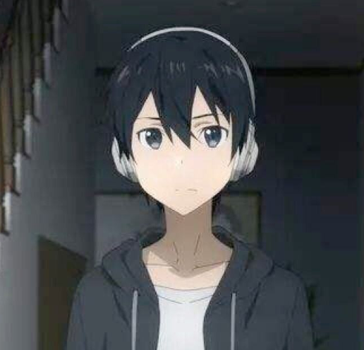 求桐人带着耳机听音乐的动漫头像