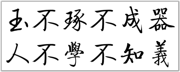 玉不琢不成器人不学不知义的毛笔楷书